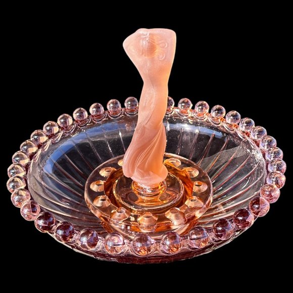 1930s ART DECO JOSEF INWALD AMBER GLASS LADY FLOWER FROG FLOAT BOWL - Picture 5 of 15